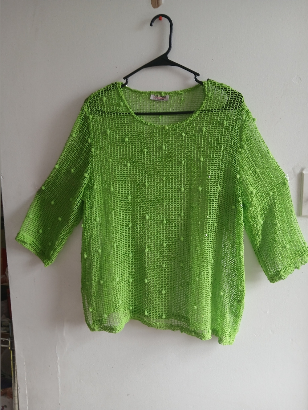 Veja Lime Green Open-Knit Lightweight Sweater